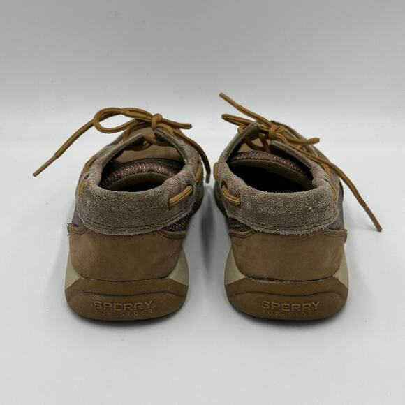 Sperry Top Sider Intrepid Glitter Leather Tan Boat Shoes Womens Size 5M STS92459 - Picture 5 of 16